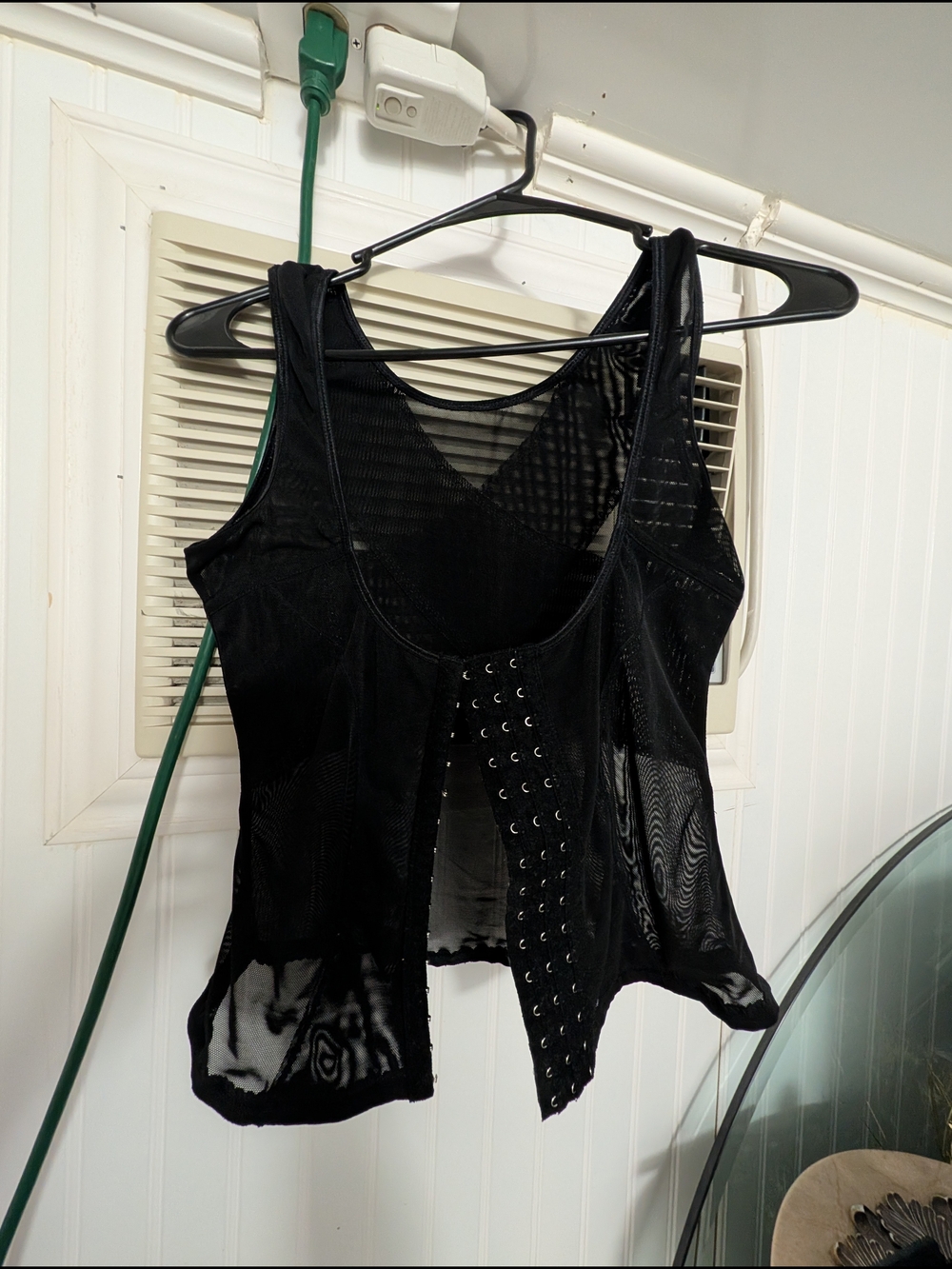 Black Mesh Lace-Up Tank Top